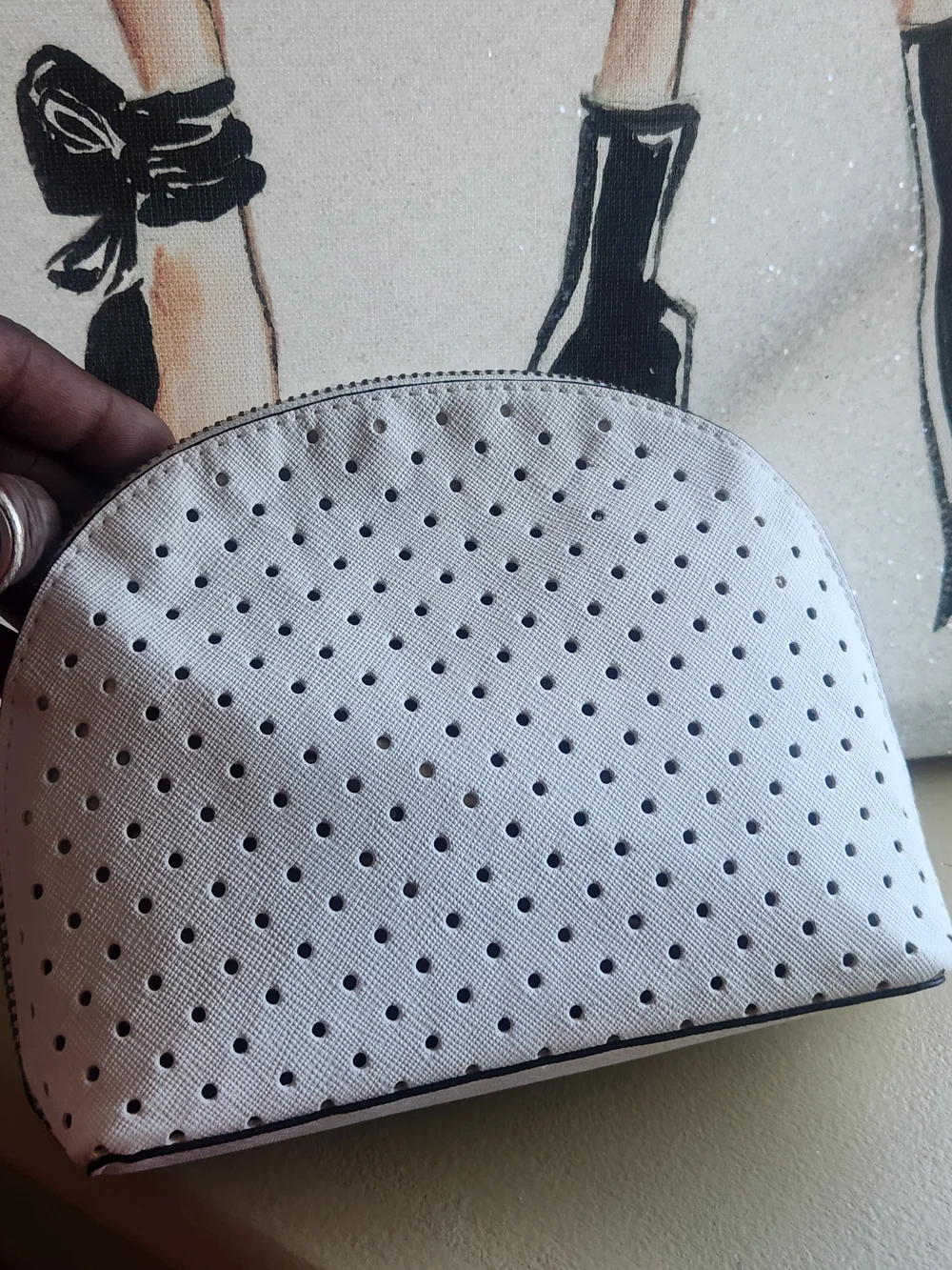 Michael Kors White Perforated Cosmetic Pouch GUC